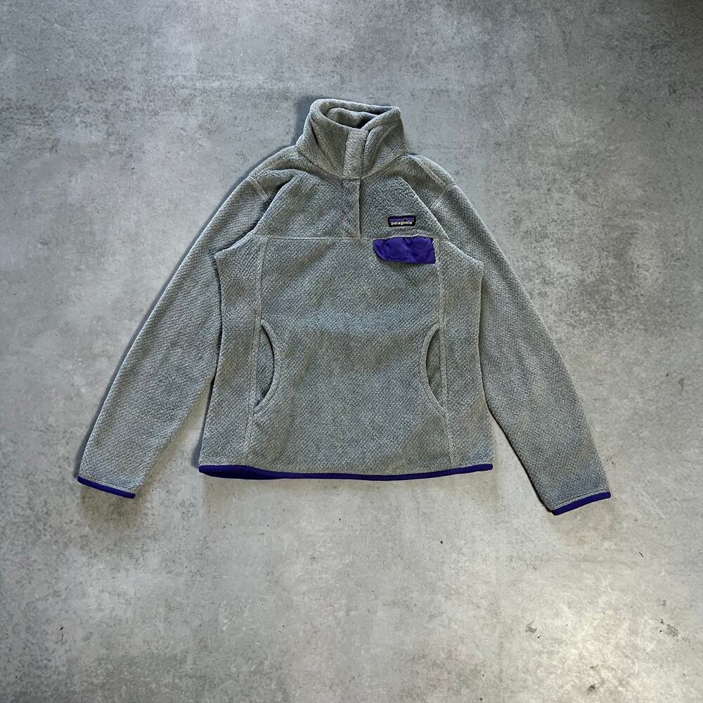 Patagonia Re-Tool Snap-T Pullover Women's Size Small Gray Purple Fleece Outdoor